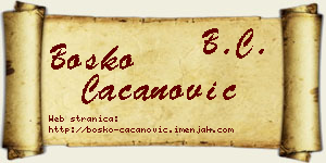 Boško Cacanović vizit kartica
